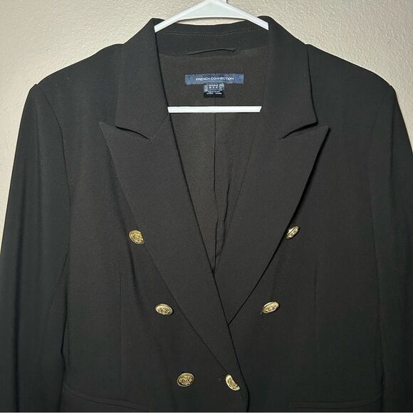 French connection black with gold accent blazer women’s size small 6 - Picture 5 of 11